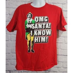 Ripple Junction Red White OMG Santa!  I Know Him! Graphic Shirt L Lightweight